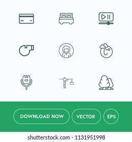 Modern, simple vector icon set on white background with temperature, construction, interface, karaoke, scale, tree, fahrenheit, voice, face, banking, plastic, referee, bank, money, payment, song icons