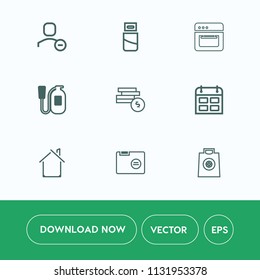 Modern, simple vector icon set on white background with office, cable, sign, timetable, day, file, technology, buy, cash, emergency, business, user, fashion, computer, fire, delete, architecture icons
