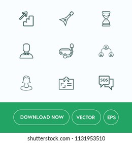 Modern, simple vector icon set on white background with musical, minute, human, sea, identity, down, time, up, water, stairs, business, rock, snorkel, hierarchy, structure, profile, emergency icons