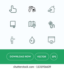 Modern, simple vector icon set on white background with sale, apartment, sign, lock, house, summer, joy, kite, security, education, safe, map, business, fun, sky, abstract, liquid, unlock, real icons