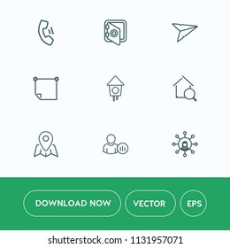 Modern, simple vector icon set on white background with pin, paper, security, screen, location, display, smartphone, sign, steel, travel, web, banking, white, bird, real, technology, secure, map icons