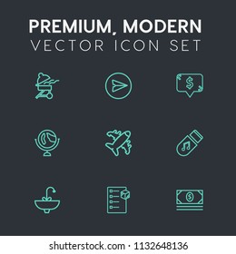 Modern, simple vector icon set on dark grey background with grilled, sound, coin, square, package, planet, storage, hot, grill, globe, web, cooking, frame, faucet, barbecue, grilling, bbq, water icons