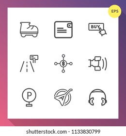 Modern, simple vector icon set on gradient background with car, investment, park, internet, beautiful, sound, lot, music, equipment, home, web, musical, dollar, vehicle, headphone, lifestyle icons