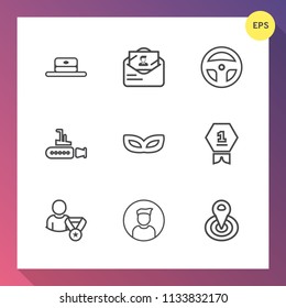 Modern, Simple Vector Icon Set On Gradient Background With Radius, Award, Letter, Head, Masquerade, Undersea, Tool, Equipment, Cycle, Carnival, Winner, Cap, White, Boat, Center, Point, Envelope Icons