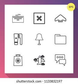 Modern, simple vector icon set on gradient background with paper, keyboard, sign, chat, web, brush, aircraft, plane, sky, hygiene, travel, jump, blank, technology, light, airplane, care, closed icons