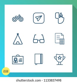 Modern, simple vector icon set on gradient background with lighter, bike, banking, transport, wheel, win, web, woman, money, outdoor, flame, notebook, financial, sport, ride, profile, send, eye icons