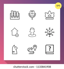 Modern, simple vector icon set on gradient background with paper, home, test, navigation, business, research, lab, graphic, queen, king, song, screen, medicine, pen, analysis, white, game, crown icons
