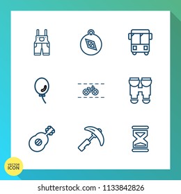 Modern, simple vector icon set on gradient background with nautical, bicycle, east, south, hour, speed, sand, jacket, direction, holiday, street, crane, work, optical, air, picking, compass, bus icons