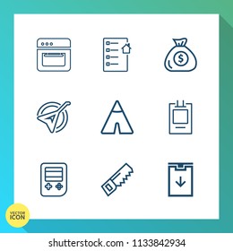 Modern, simple vector icon set on gradient background with home, cook, cooker, technology, camp, travel, investment, business, finance, hammer, outdoor, house, contract, sign, folk, hot, oven icons