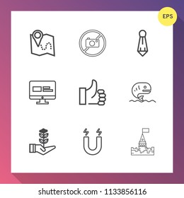 Modern, simple vector icon set on gradient background with business, suit, pin, city, road, good, no, pole, magnetic, seafood, science, web, location, male, up, food, building, tree, hand, life icons