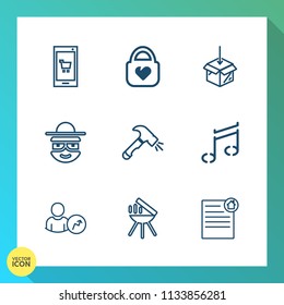 Modern, simple vector icon set on gradient background with white, house, technology, account, document, style, upload, internet, hand, construction, leather, background, shovel, meat, cartoon icons