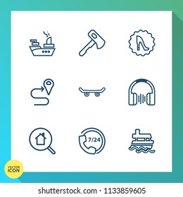 Modern, Simple Vector Icon Set On Gradient Background With Saw, Work, Vessel, Ocean, Weapon, Map, Real, Home, Construction, Skateboard, Sound, Support, Transport, Stereo, Screwdriver, Boat, Navy Icons