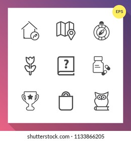 Modern, simple vector icon set on gradient background with south, market, gift, business, real, spring, north, vitamin, place, first, price, location, blossom, graphic, celebration, home, award icons