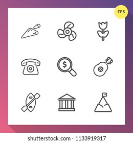 Modern, simple vector icon set on gradient background with spring, paddle, floral, internet, home, electric, sky, europe, search, oar, cool, cooler, construction, flower, cooling, hammer, canoe icons