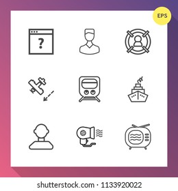 Modern, simple vector icon set on gradient background with electric, railway, television, aviation, market, avatar, user, concept, video, transport, travel, transportation, group, web, social,  icons
