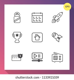 Modern, simple vector icon set on gradient background with bank, place, food, mineral, timetable, spice, ingredient, building, nuclear, weapon, launch, bath, space, coin, home, video, money, sea icons
