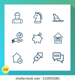 Modern, simple vector icon set on gradient background with builder, cart, game, money, work, chess, helmet, horse, liquid, worker, water, customer, danger, chessboard, success, real, engineer icons