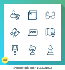 Modern, simple vector icon set on gradient background with business, folder, white, search, glasses, chessboard, strategy, tropical, social, nature, archive, sunglasses, leaf, vision, watch, sun icons