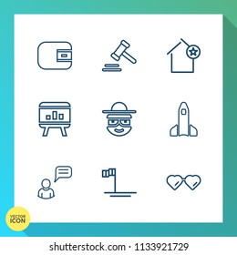 Modern, simple vector icon set on gradient background with apartment, judge, law, infographic, home, lawyer, dollar, sunglasses, payment, purse, ocean, space, legal, blue, cartoon, person, pay icons