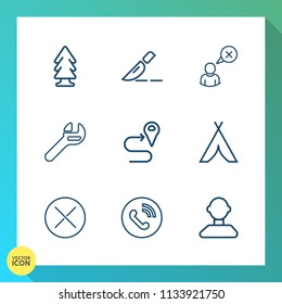 Modern, simple vector icon set on gradient background with tree, treatment, outdoor, travel, navigation, surgeon, surgery, trunk, profile, clinic, operation, spanner, health, forest, wood, road icons
