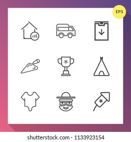 Modern, simple vector icon set on gradient background with real, cute, outdoor, background, property, sale, fashion, happy, highway, left, move, championship, business, home, price, cup, estate icons