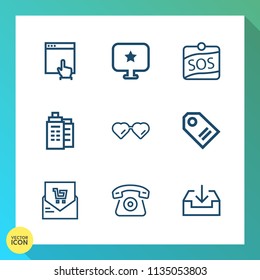Modern, simple vector icon set on gradient background with life, office, sunglasses, estate, computer, internet, business, architecture, label, button, cursor, sale, supermarket, fashion, style icons