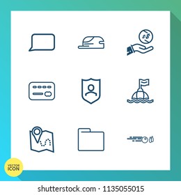 Modern, simple vector icon set on gradient background with hat, fashion, baseball, investment, travel, strike, credit, communication, object, hit, bubble, chat, head, dollar, life, pin, card icons