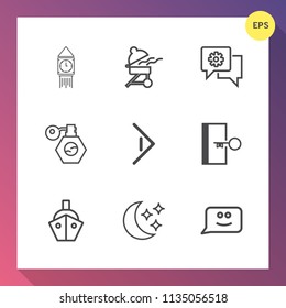 Modern, simple vector icon set on gradient background with bbq, ben, meat, england, ship, grilled, right, vessel, chat, communication, food, time, beauty, face, cooking, grill, escape, door, big icons