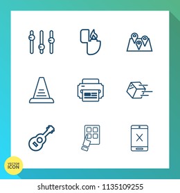 Modern, simple vector icon set on gradient background with delivery, package, ladder, travel, gas, subscription, map, technology, cancel, connection, pin, shipping, transportation, up, concept icons