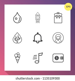 Modern, simple vector icon set on gradient background with woman, forest, abstract, girl, environment, dessert, pretty, music, sweet, tower, transparent, melody, finance, food, ben, wet, droplet icons