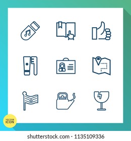 Modern, simple vector icon set on gradient background with kettle, national, music, library, page, kitchen, nation, person, crash, internet, hot, travel, flag, water, sign, click, glass, sound icons