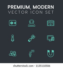 Modern, simple vector icon set on dark grey background with tie, cosmos, page, suit, card, astronomy, staff, literature, shopping, space, white, fashion, chat, pole, male, pay, people, utensil icons