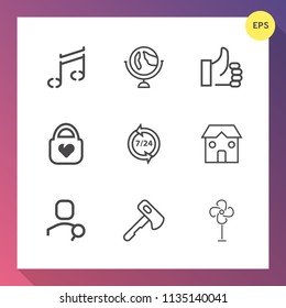 Modern, simple vector icon set on gradient background with air, web, graphic, earth, bag, hammer, screwdriver, account, service, hand, search, axe, travel, business, success, tool, world, fan icons