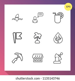 Modern, simple vector icon set on gradient background with environment, earth, ocean, crane, shop, business, technology, leaf, summer, nation, message, wave, construction, chatting, sea, nature icons