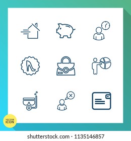 Modern, simple vector icon set on gradient background with clock, frame, dollar, work, meeting, sea, hour, banking, investment, object, elegance, mortgage, concept, cancel, buy, mask, internet icons