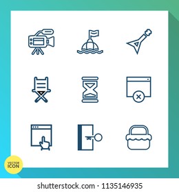 Modern, simple vector icon set on gradient background with help, life, web, professional, hour, summer, furniture, website, time, television, digital, armchair, park, white, grass, sand, music icons