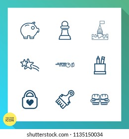 Modern, simple vector icon set on gradient background with chess, building, shiny, boxing, tower, old, hit, object, fairytale, pencil, currency, finance, medieval, , box, falling, bag, bank icons