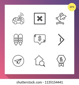 Modern, simple vector icon set on gradient background with winner, achievement, estate, online, technology, real, internet, gps, lamp, closed, search, drive, frame, interior, element, , white icons