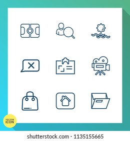 Modern, simple vector icon set on gradient background with web, grass, house, tripod, morning, sun, soccer, card, sport, video, chat, blank, landscape, stadium, internet, building, paper, retro icons