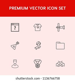 Modern, simple vector icon set on red background with text, information, web, box, holiday, music, internet, folk, military, shipping, success, tshirt, print, page, airplane, office, festival icons