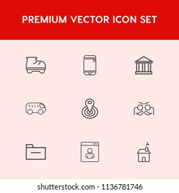 Modern, simple vector icon set on red background with park, location, white, highway, celebration, sport, female, folder, leisure, storage, male, tourism, greece, building, home, business, greek icons