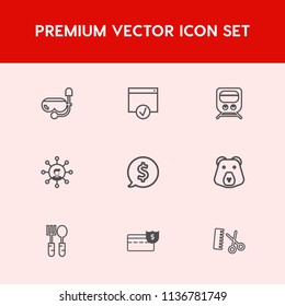 Modern, simple vector icon set on red background with dinner, label, hairdresser, page, wild, fashion, display, sign, business, kitchen, nature, cash, price, restaurant, salon, white, screen icons