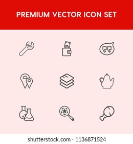 Modern, simple vector icon set on red background with kettle, modern, meal, kitchen, industry, chat, location, repair, map, fast, travel, cash, tea, drink, tool, money, female, pin, hot, service icons