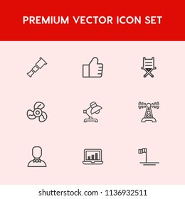 Modern, simple vector icon set on red background with profile, ocean, station, interior, radio, home, armchair, blue, sky, website, cool, computer, mexico, graphic, internet, astronomy, web, fan icons