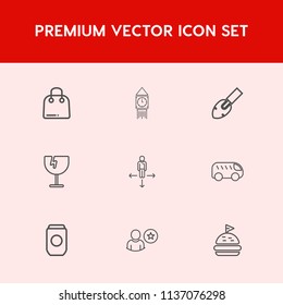 Modern, simple vector icon set on red background with retail, uk, england, equipment, profile, lunch, place, gift, food, paper, tower, construction, online, store, window, sign, sandwich, big icons