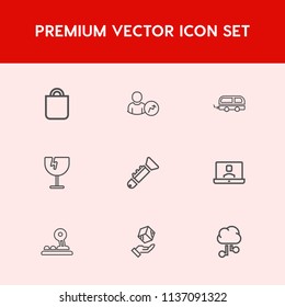 Modern, simple vector icon set on red background with people, jazz, city, bugle, decoration, communication, report, trumpet, diagram, arrow, web, transportation, present, destruction, giving icons