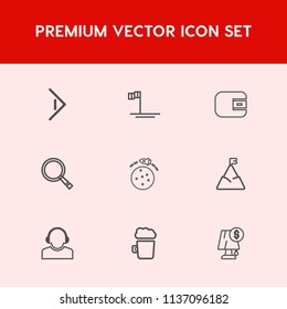 Modern, simple vector icon set on red background with business, team, drink, view, planet, space, dollar, sky, arrow, rocket, landscape, sign, cash, web, sea, support, travel, beach, bar, blue icons