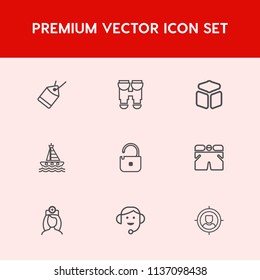 Modern, simple vector icon set on red background with element, shorts, marketing, concept, target, customer, sign, healthcare, zoom, price, center, wear, ocean, equipment, medical, sale, label icons