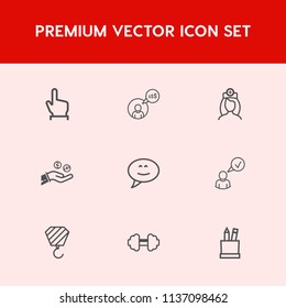Modern, simple vector icon set on red background with equipment, nurse, fitness, internet, business, click, touch, button, construction, profile, stationery, message, health, workout, sport, box icons