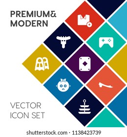 Modern, simple vector icon set on colorful flat background with casual, model, button, hotdog, infant, meal, cute, poker, face, little, food, eat, meat, water, fast, sausage, template, diver icons